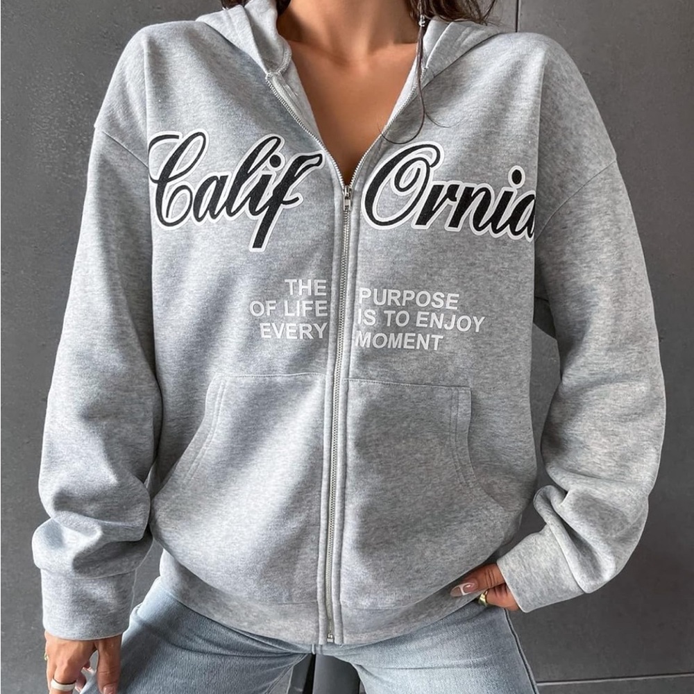 BRAND NEW Long Sleeve Zip Up Sweatshirt Hoodie Jacket with Pockets Sz L
